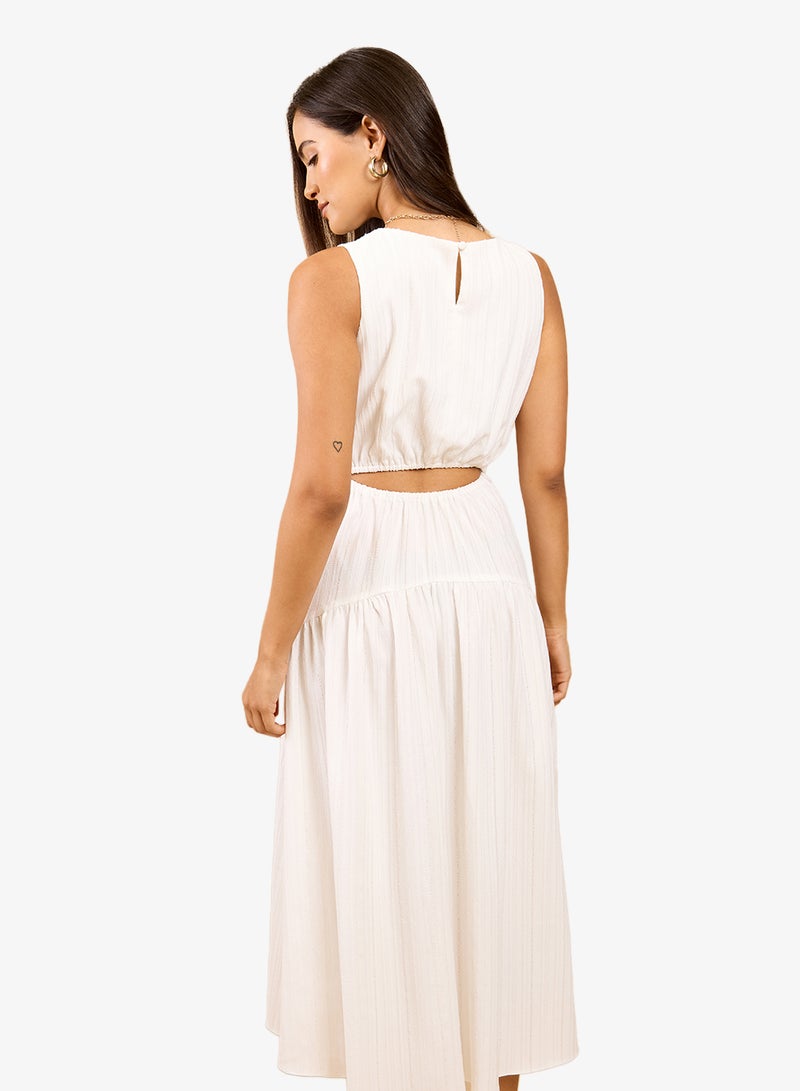 Little Mistress White Dropped Midi Dress - Image 2